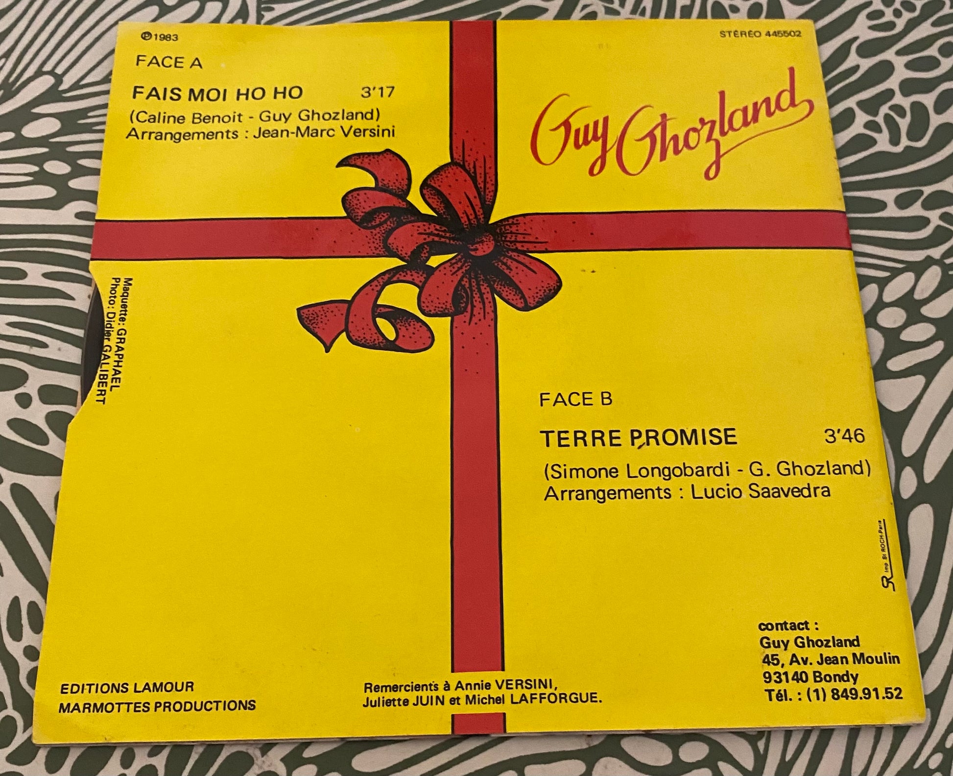 Disque vinyle 45 Tours Guy Ghozland Fais moi Ho! Ho!