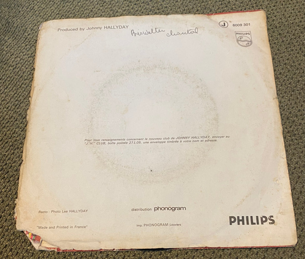 Disque vinyle 45 tours Johnny Hallyday. Avant