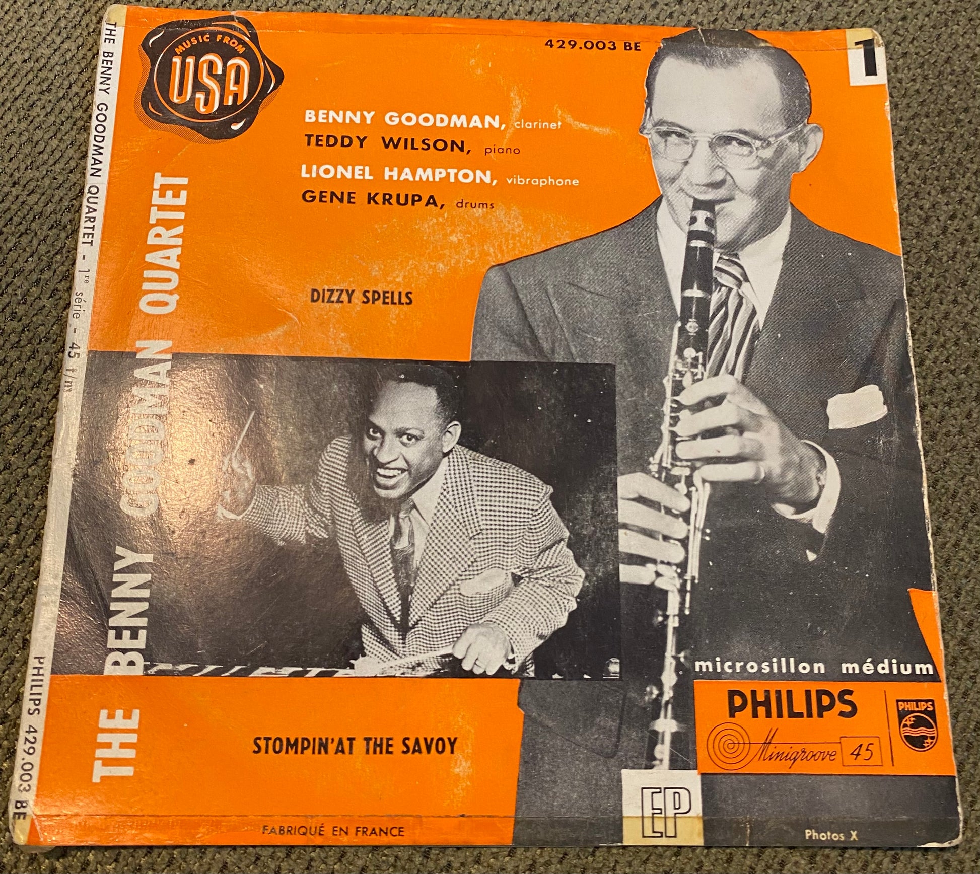 Disque vinyle 45 Tours The Benny Goodman Quartet. Music from USA