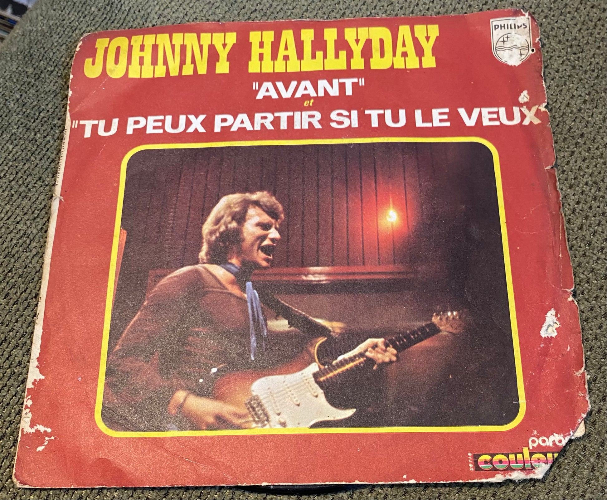 Disque vinyle 45 tours Johnny Hallyday. Avant