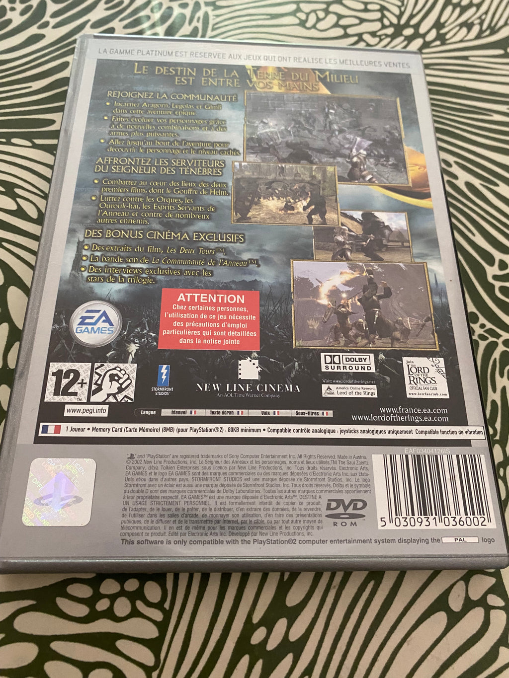 Jeu PS2 Le Seigneur des anneaux les deux tours.
