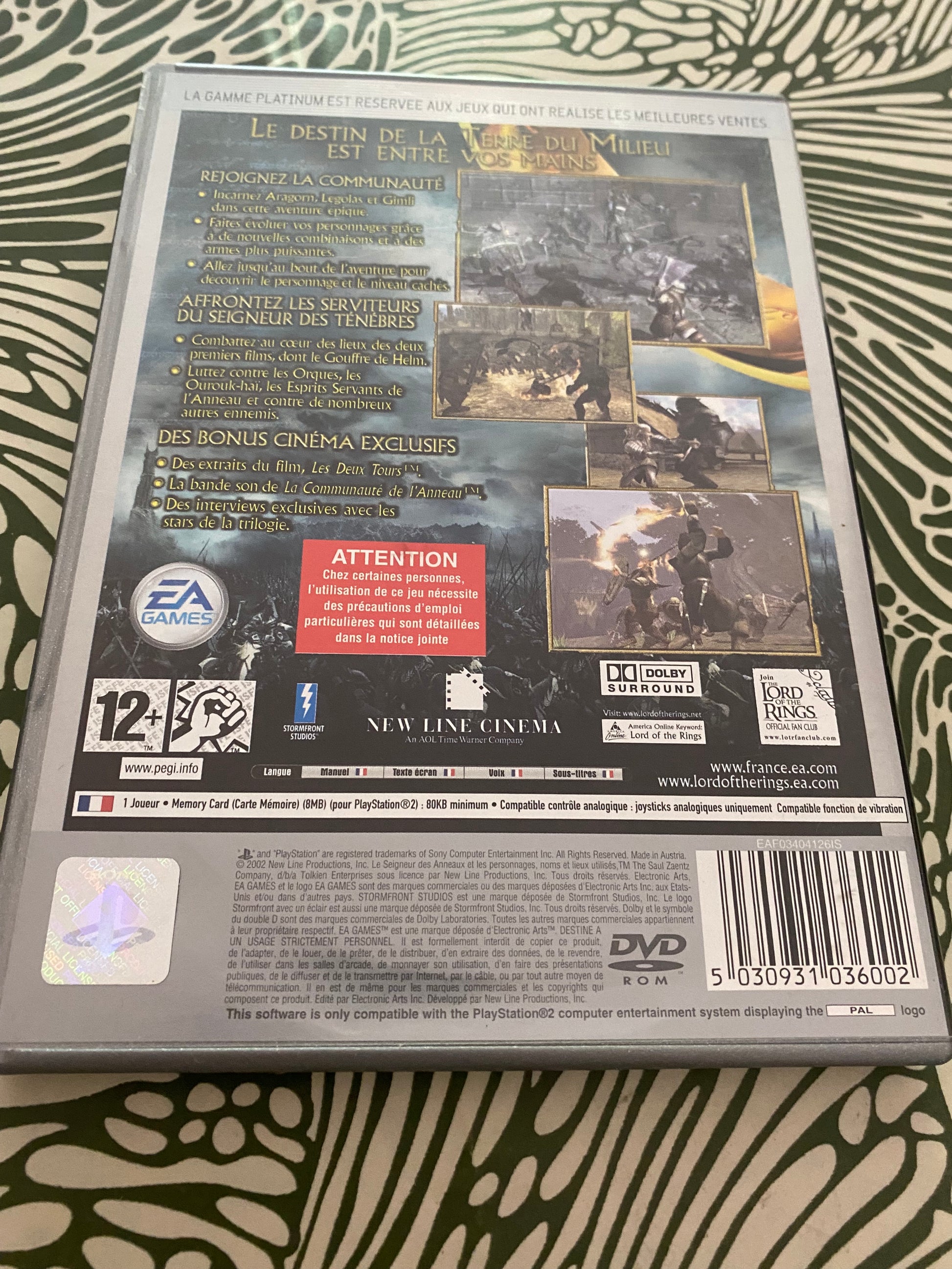 Jeu PS2 Le Seigneur des anneaux les deux tours.