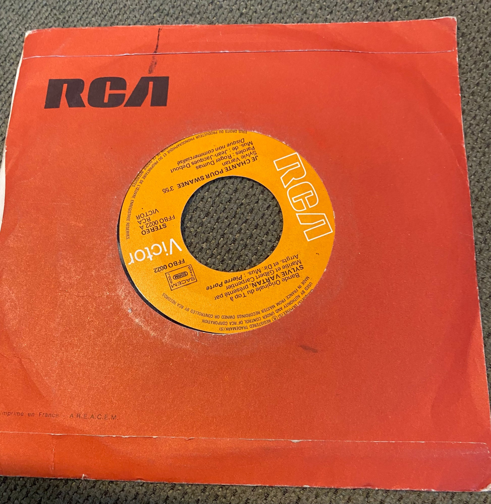 Disque vinyle 45 tours Sylvie Vartan. Je chante pour Swanee