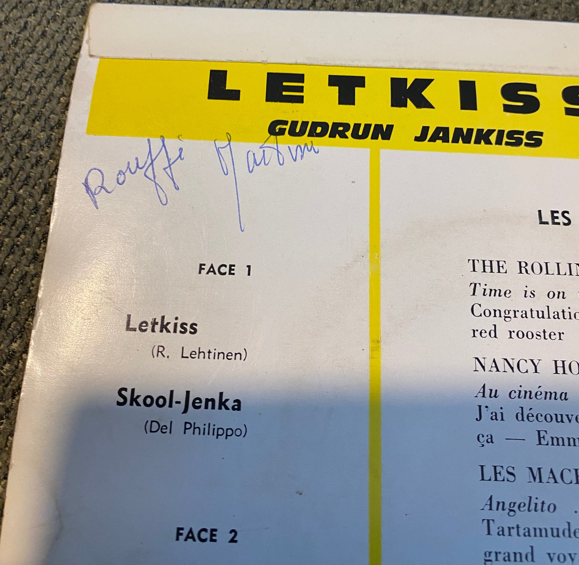 Disque vinyle 45 Tours Gudrun JanKiss. Let kiss