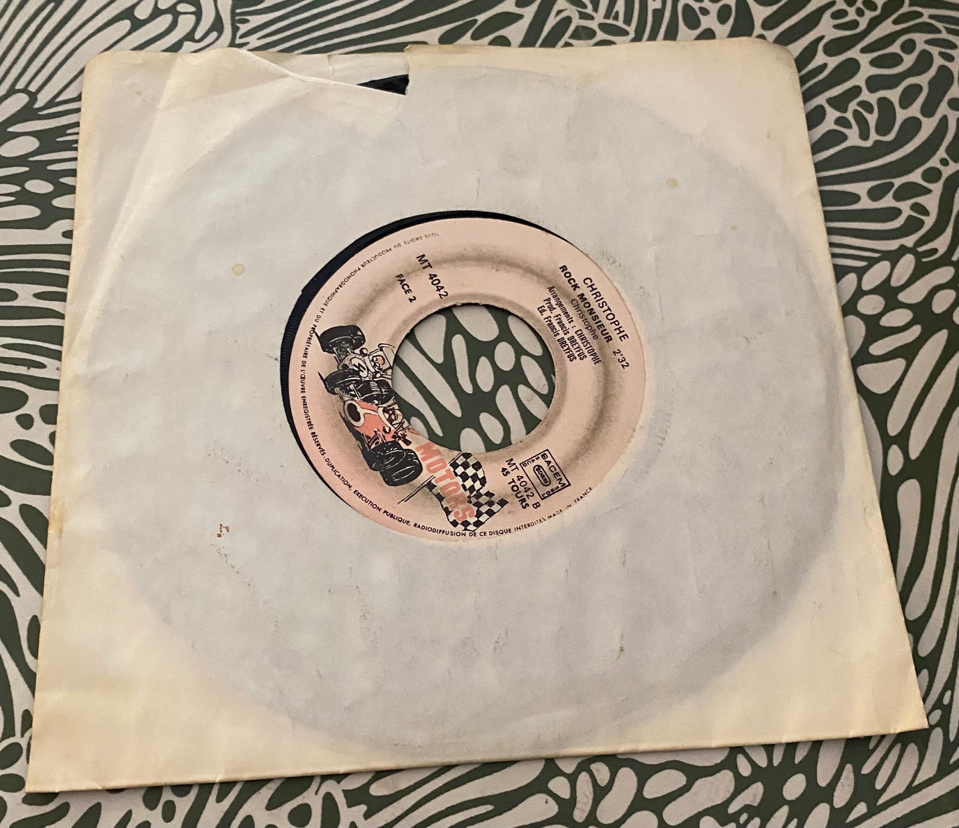 Disque vinyle 45 tours Christophe. Belle