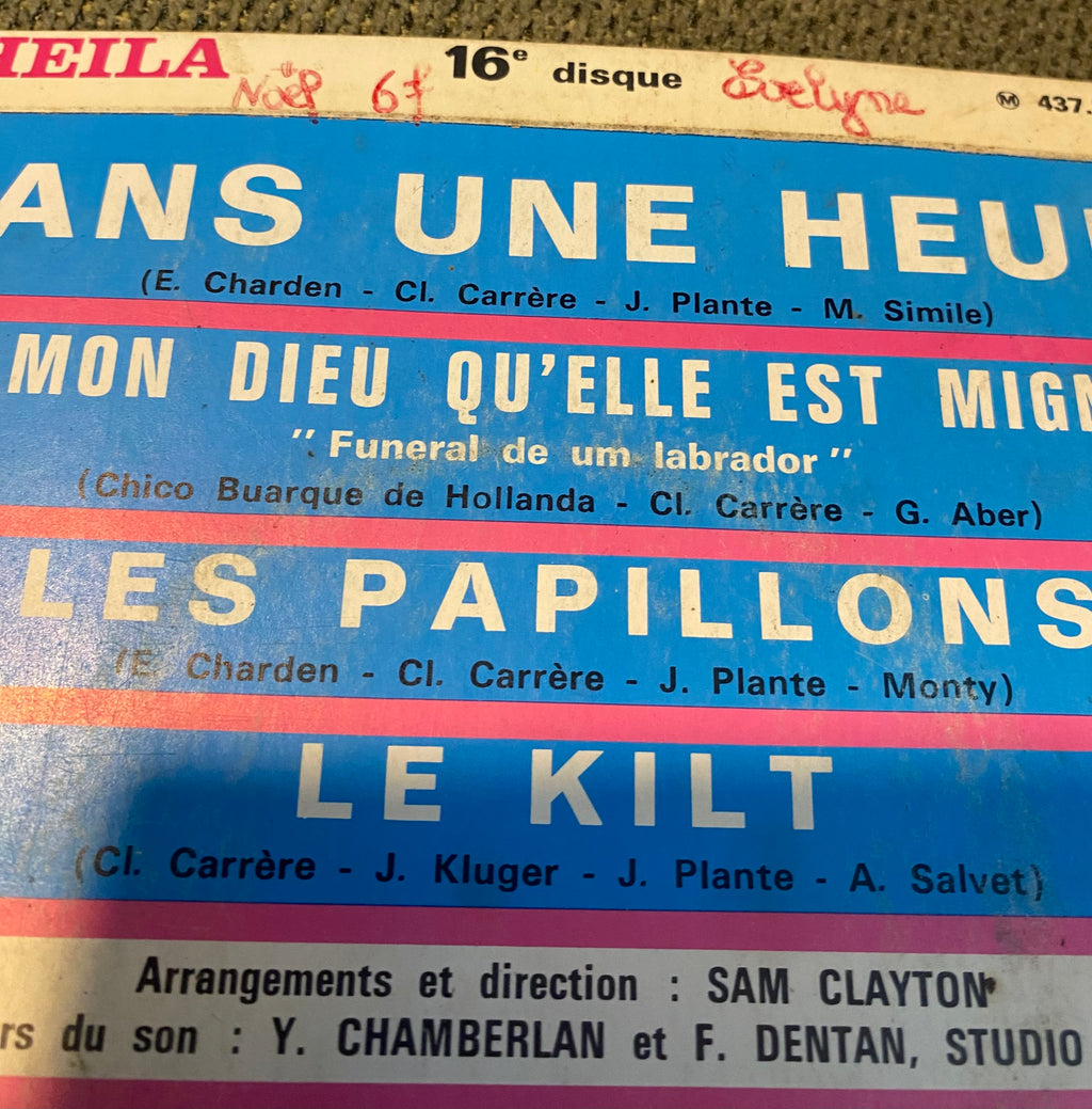 Disque vinyle 45 tours Sheila. Le Kilt. ( un sou c’est un sou