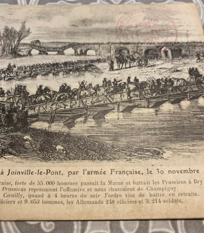 Carte postale ancienne  Champigny. Le passage de la Marne à Joinville Le Pont 2 Décembre 1870