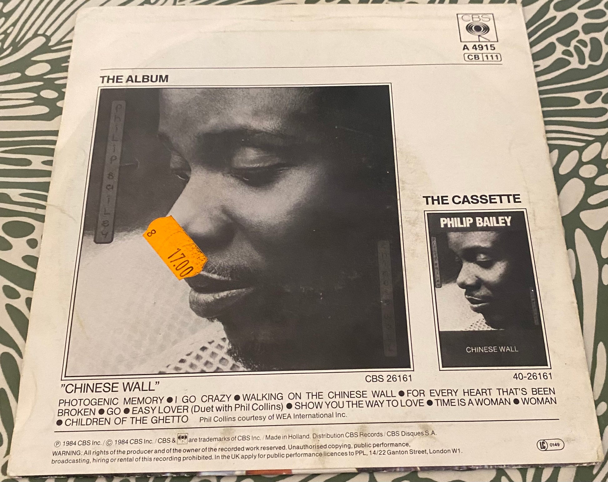 Disque vinyle 45 Tours Philip Bailey . Easy lover