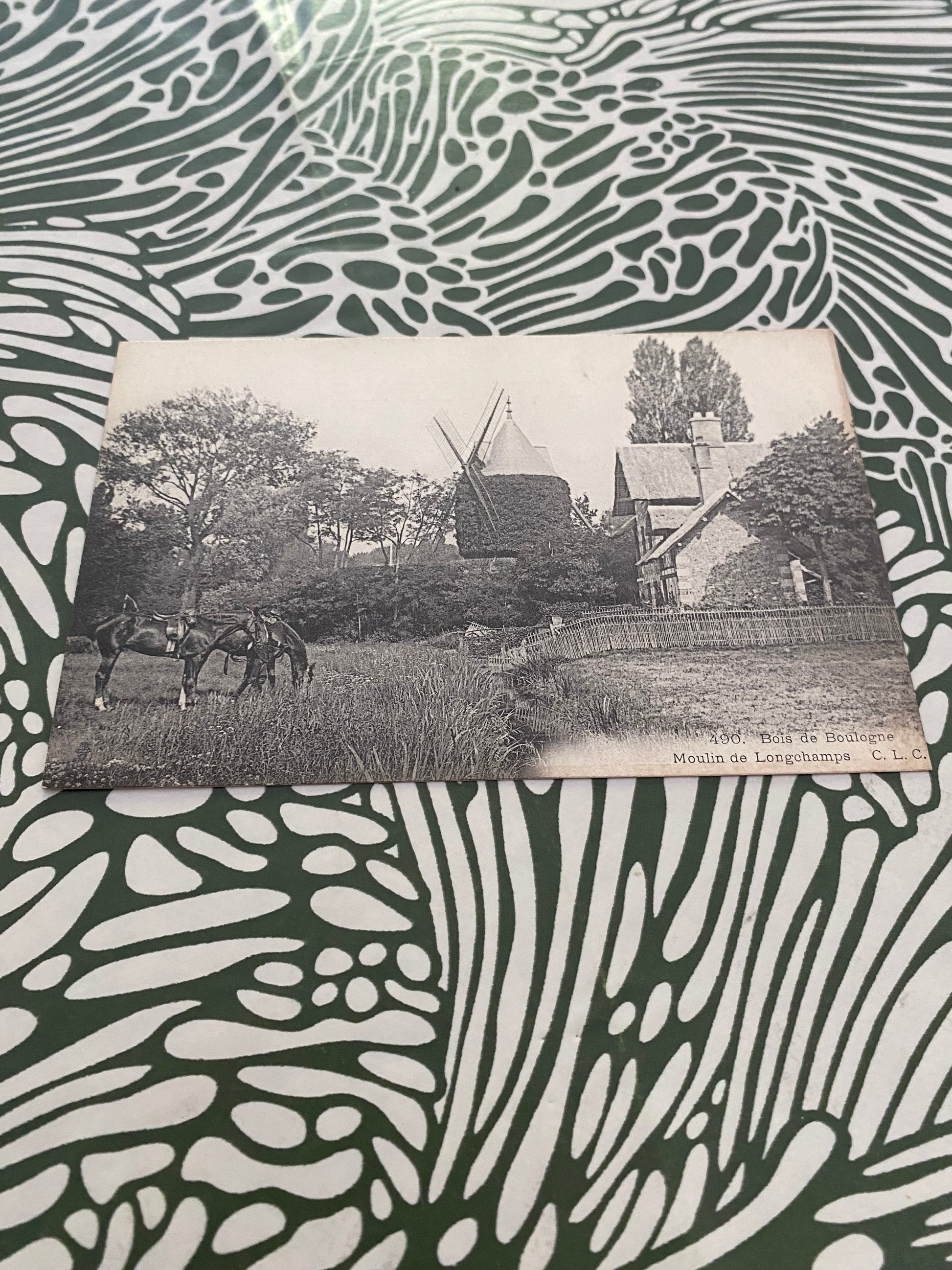 Carte postale ancienne Bois de Boulogne. Moulin de Longchamps. CLC