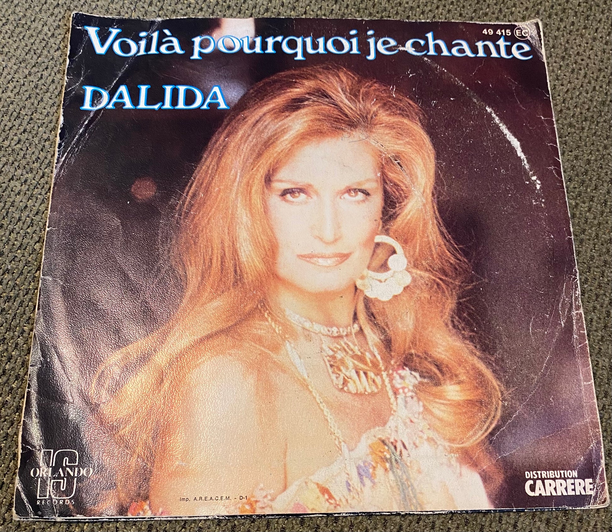 Disque vinyle 45 tours Dalida et Bruno Guillain. Ça me fait rêver.