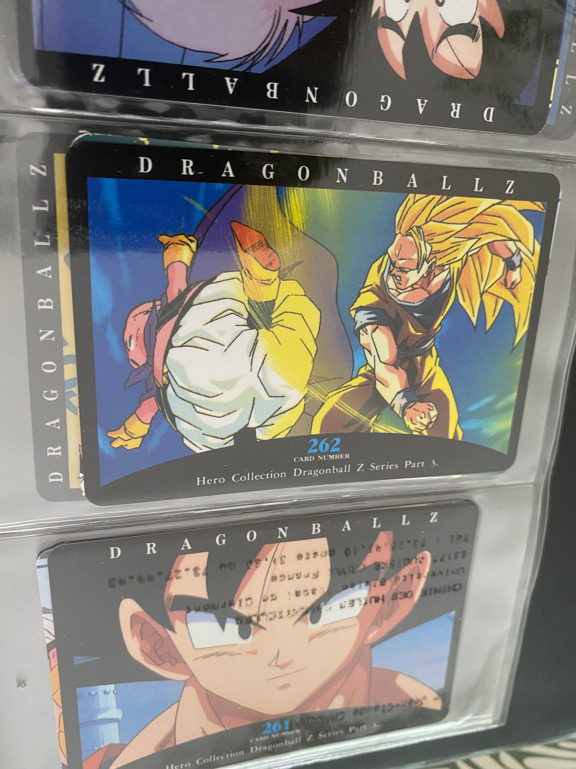 Dragon Ball Z part 3 cartes de collection numéro 261.262.263.264 Lot de 4.
