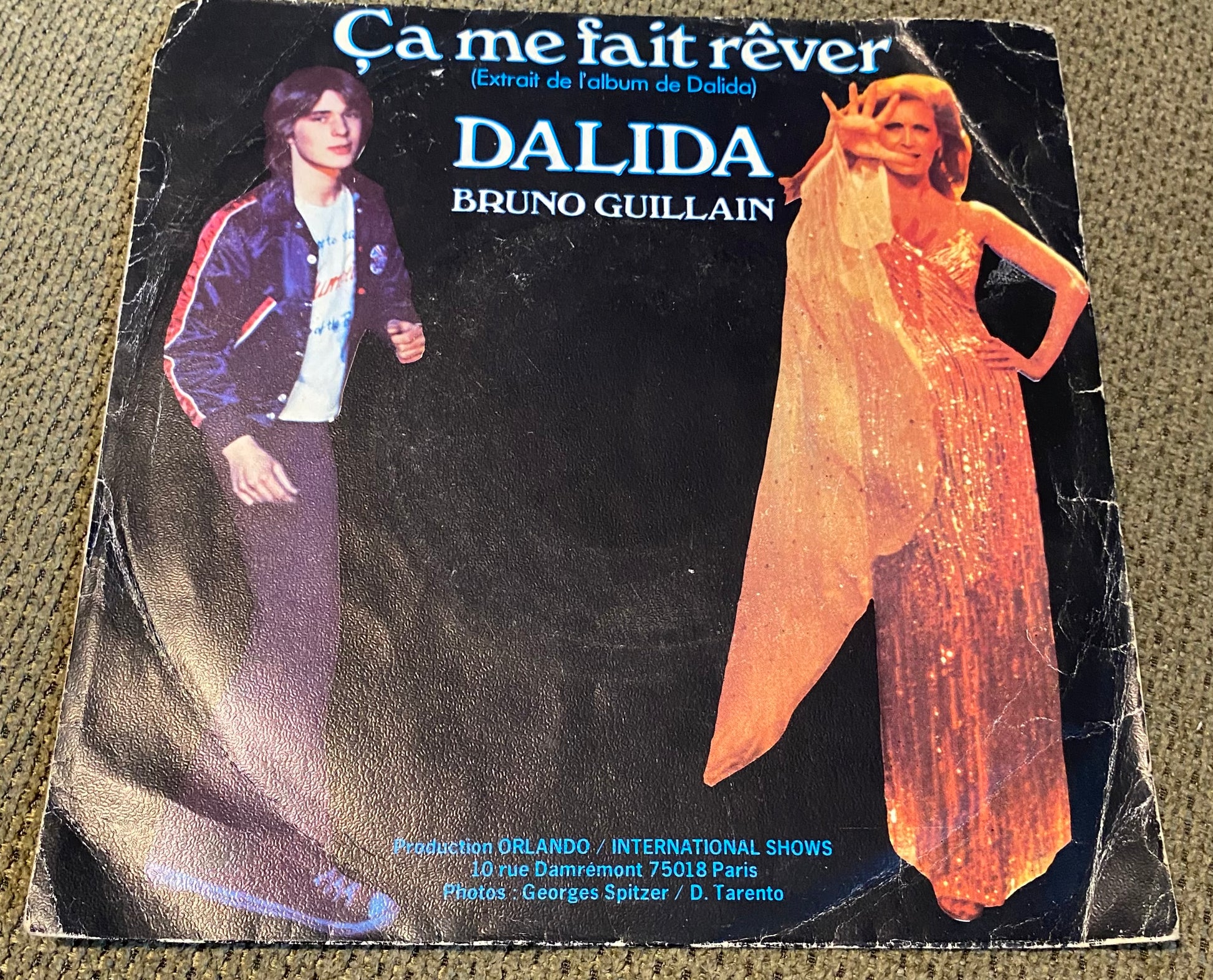 Disque vinyle 45 tours Dalida et Bruno Guillain. Ça me fait rêver.