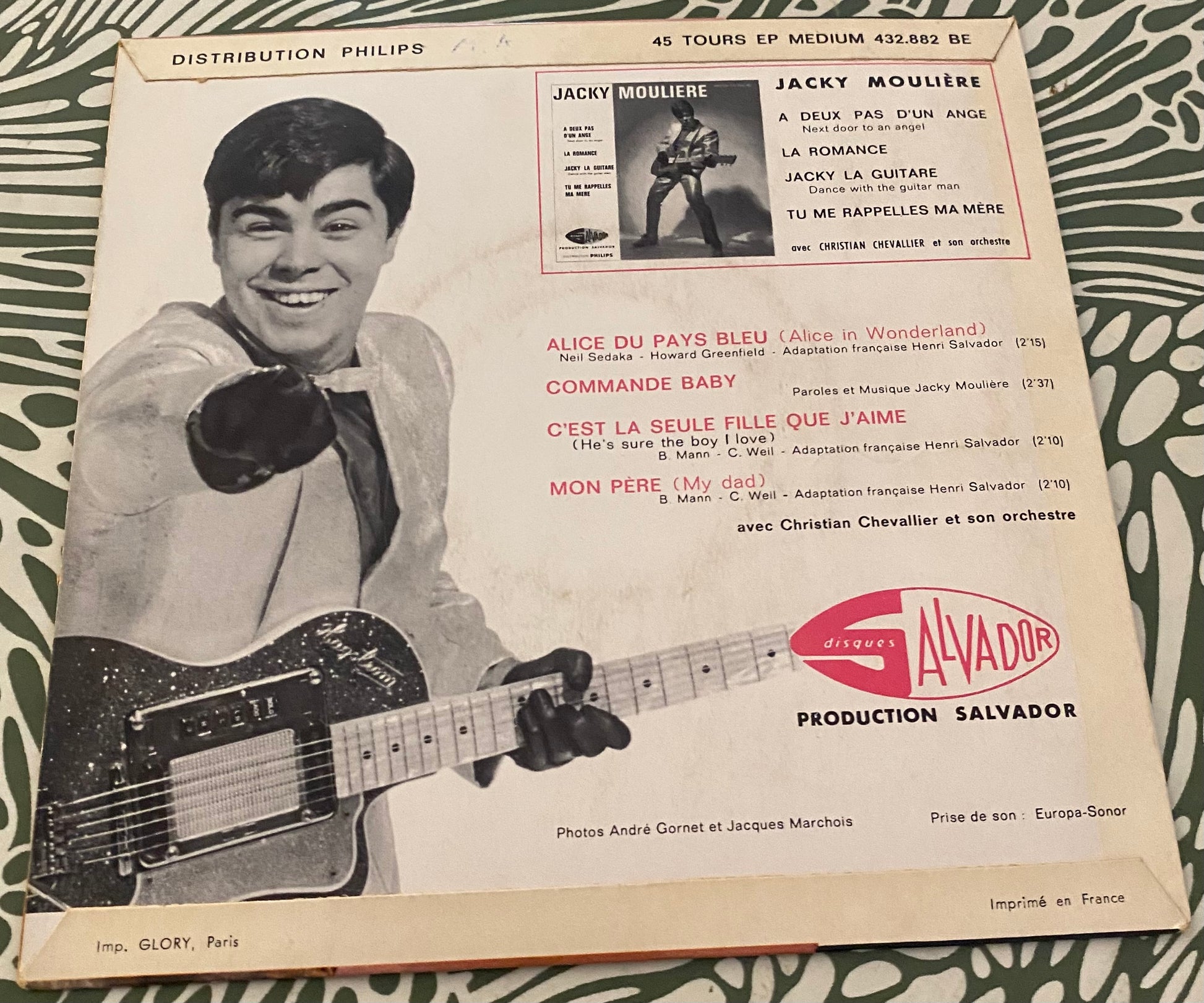 Disque vinyle 45 tours Jacky Mouliere. Alice du pays bleu