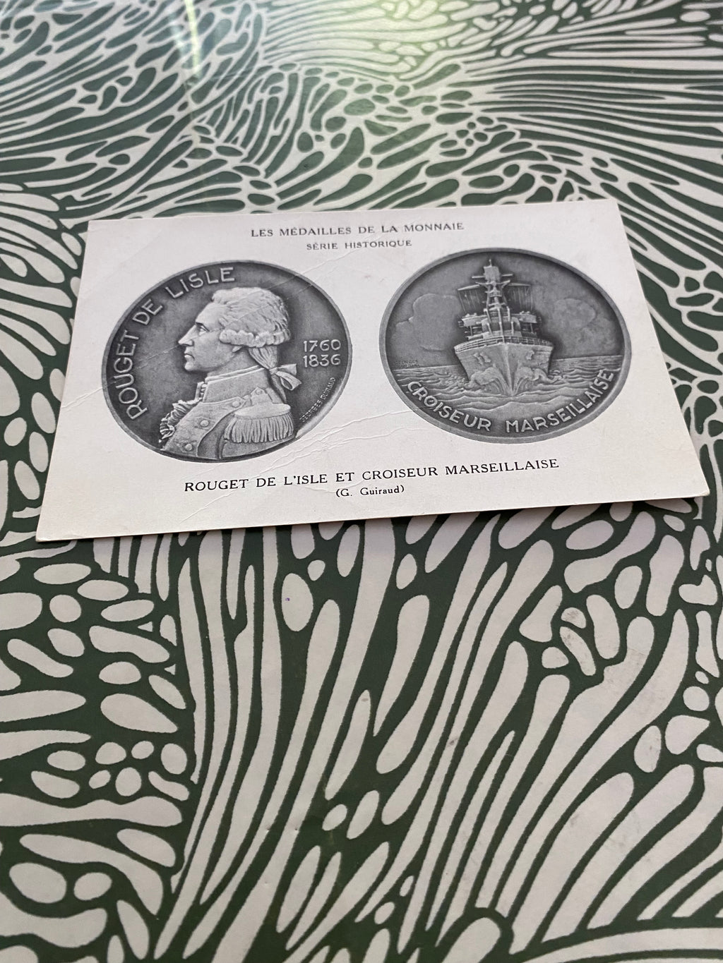 Carte postale ancienne les médailles de la monnaie serie historique. Rouget de l’Isle et Croiseur marseillaise