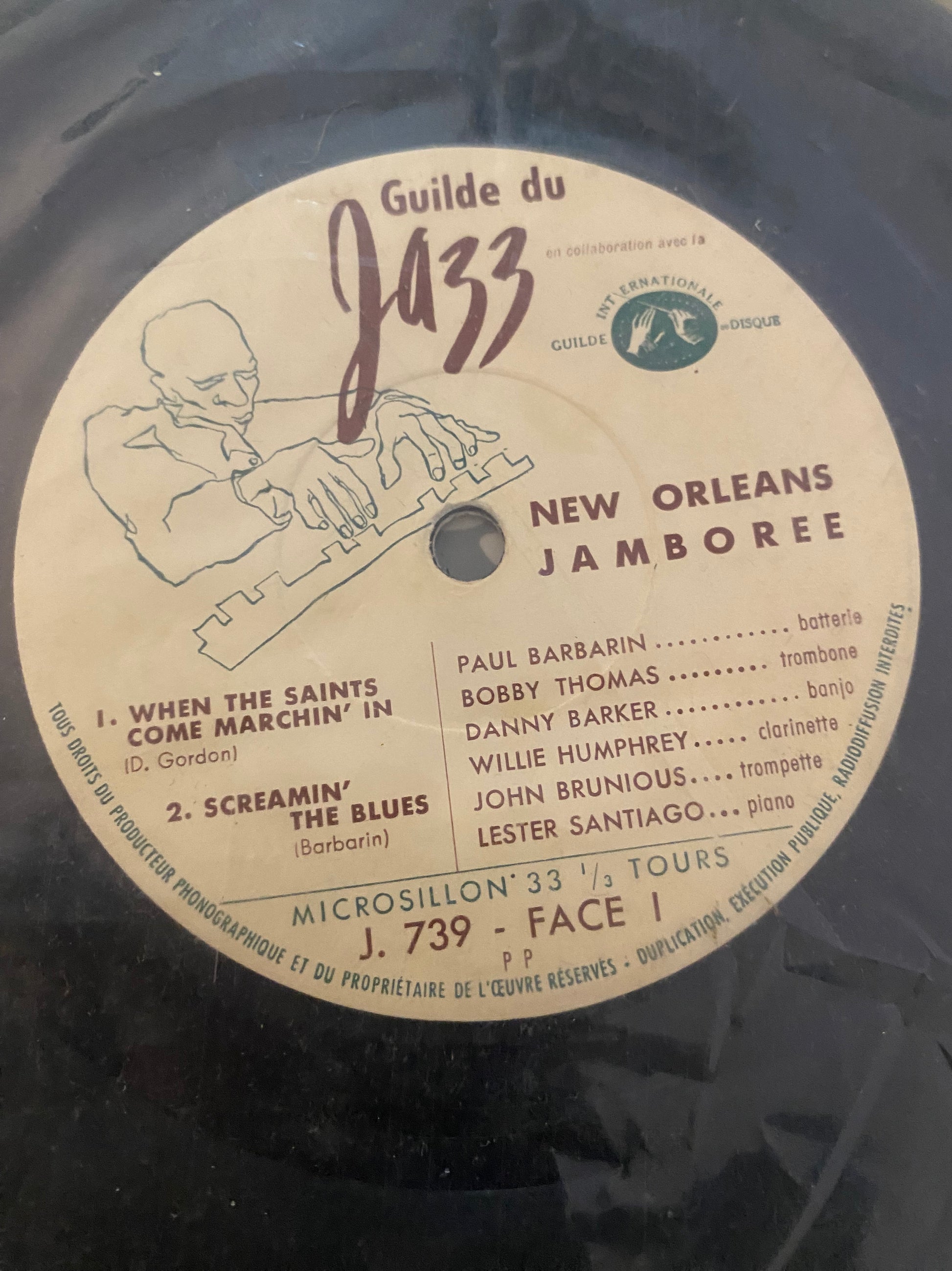 Disque vinyle 33Tours format 45 New Orléans Jam borée. Guilde du jazz. When the saints come Marchin’n