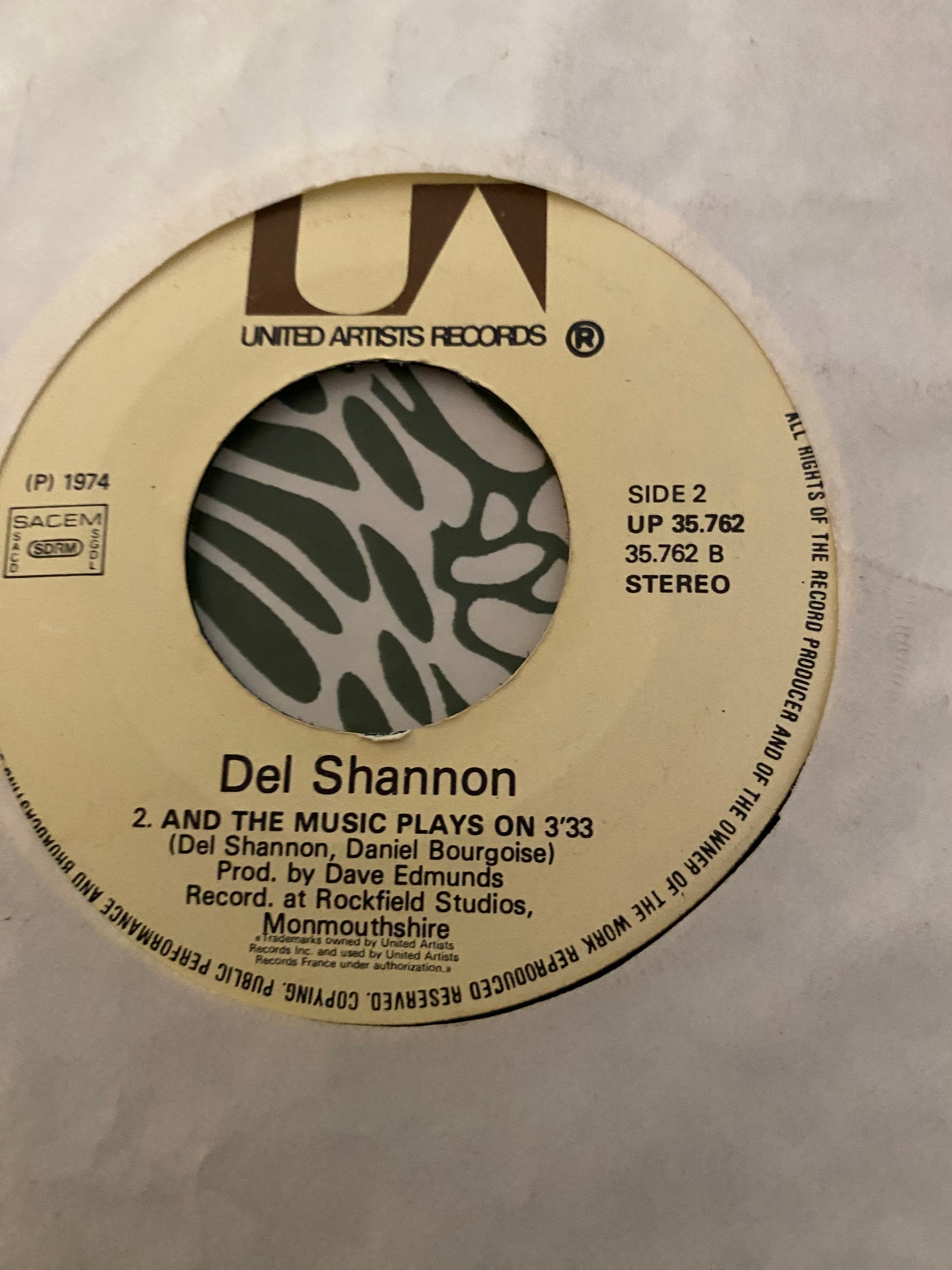 Disque vinyle 45 tours Del Shannon. Runaway