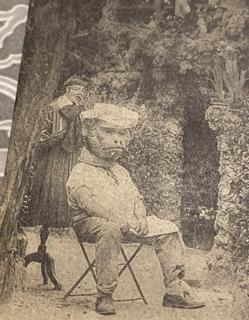 Carte postale ancienne Rare Sannois Kiosque Rustine du père. La galette Moulin. La terrasse