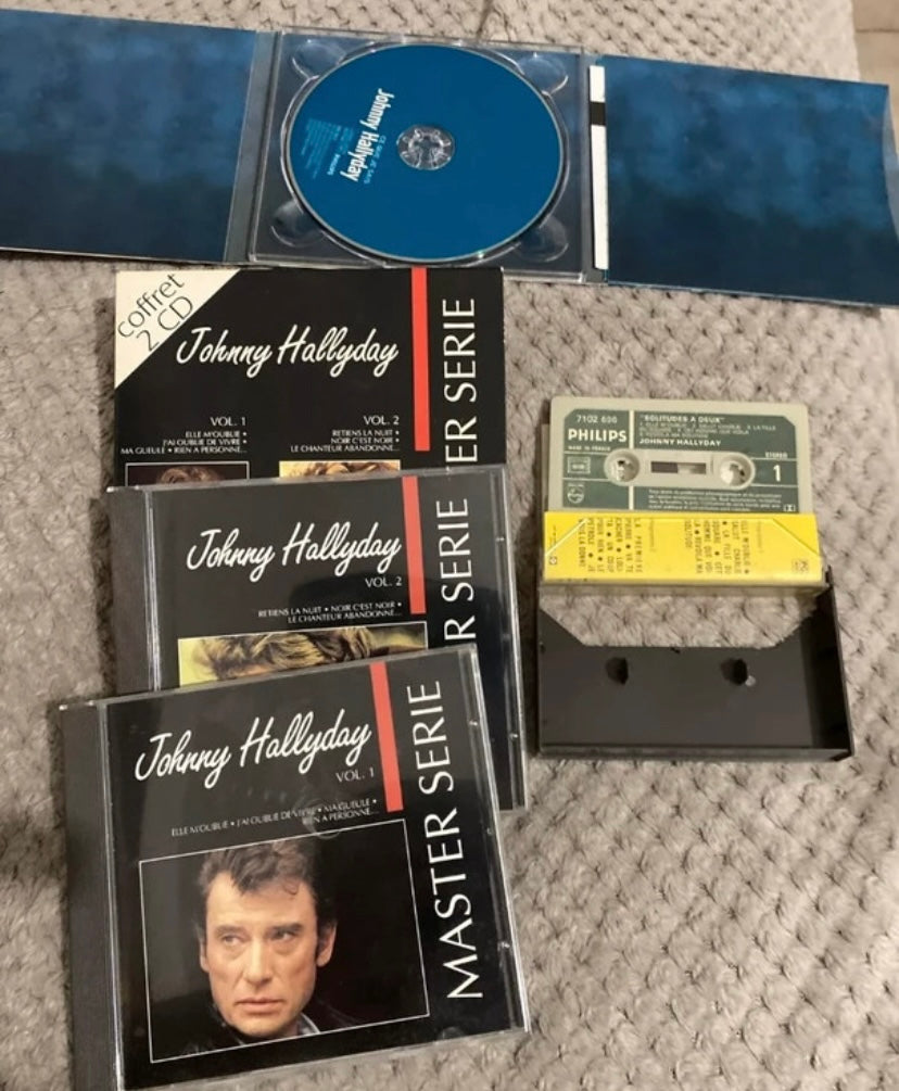 Johnny Hallyday,Lot coffret CD plus cassette audio