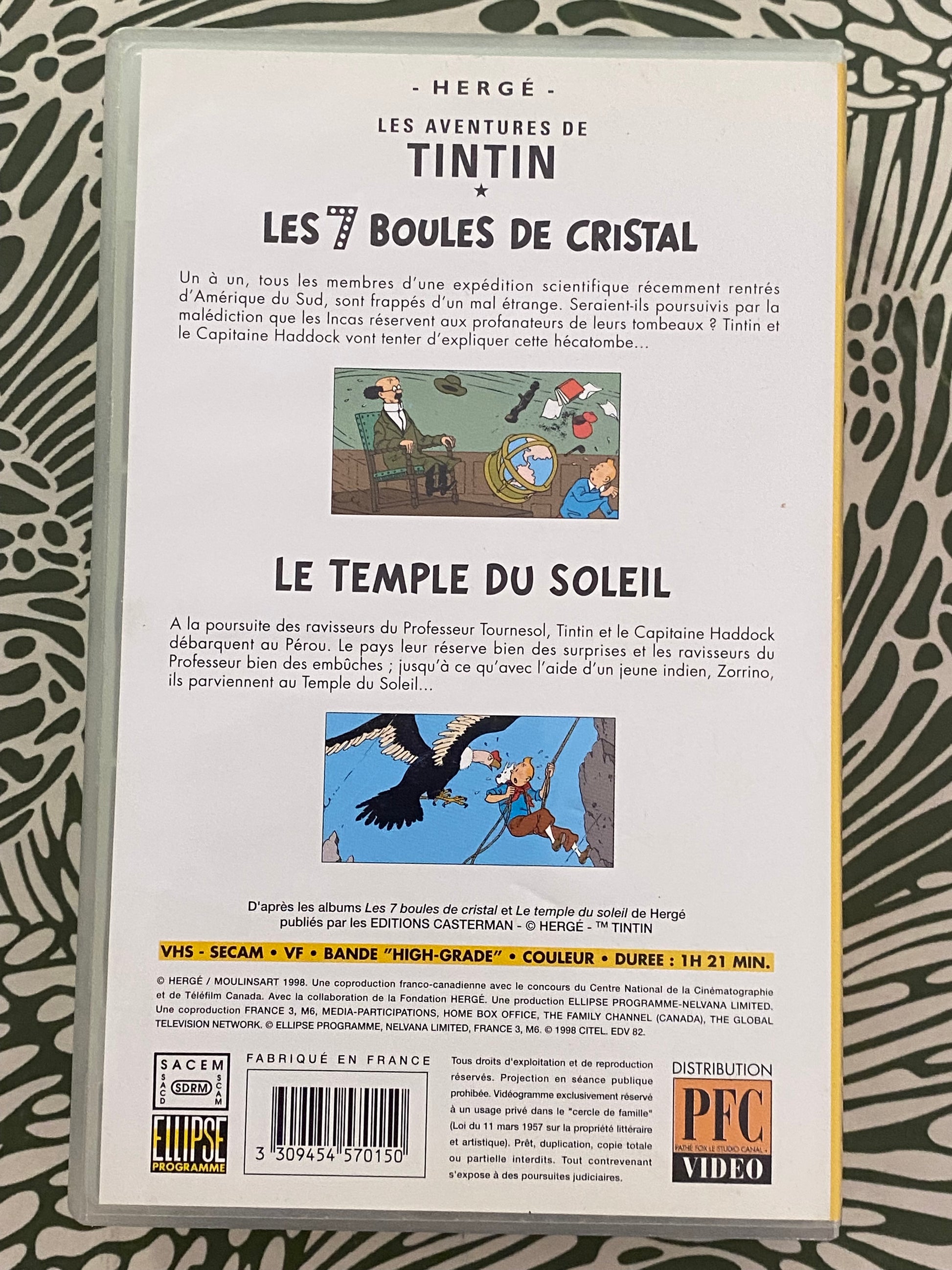 Cassette vidéo collector Tintin. Les 7 boules de cristal. Le temple du soleil