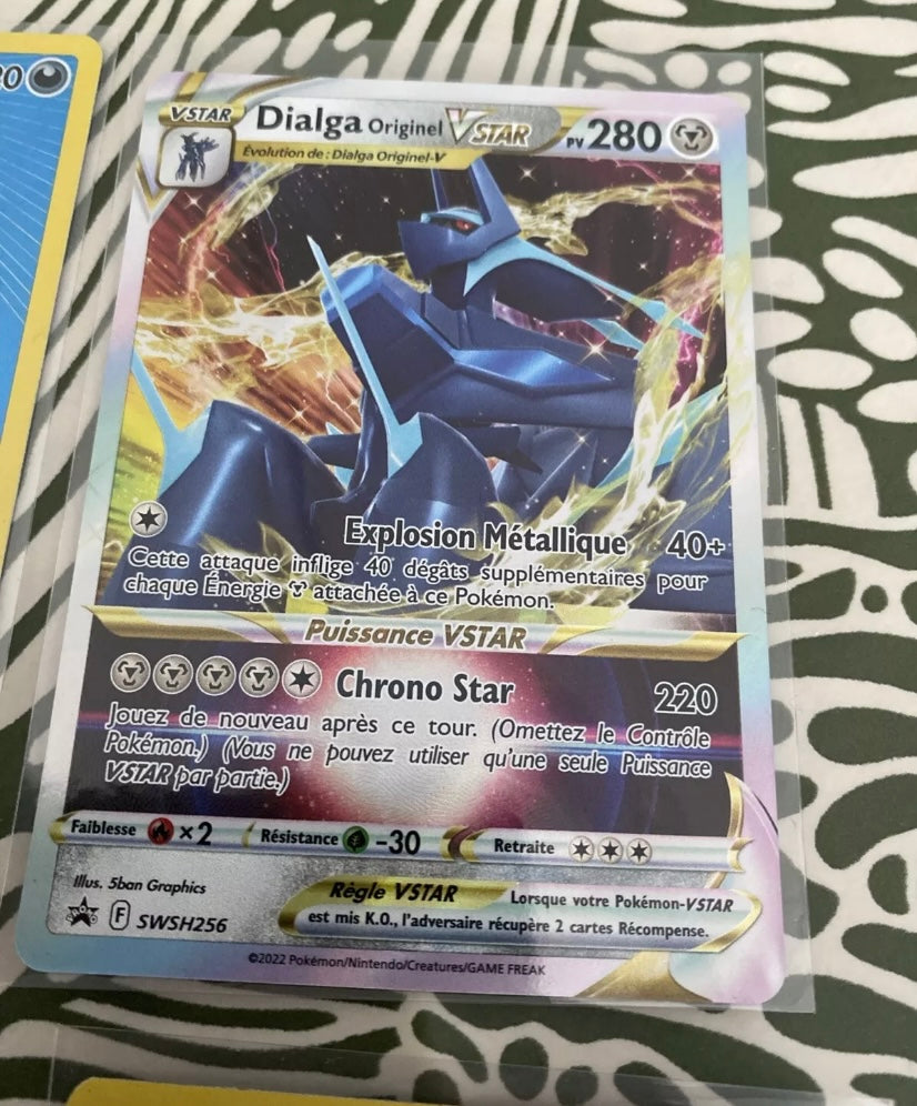 Cartes de collection Pokémon. Sulfura. Dialga vstar. Regieleki. Dracaufeu GO. Lot de 4.