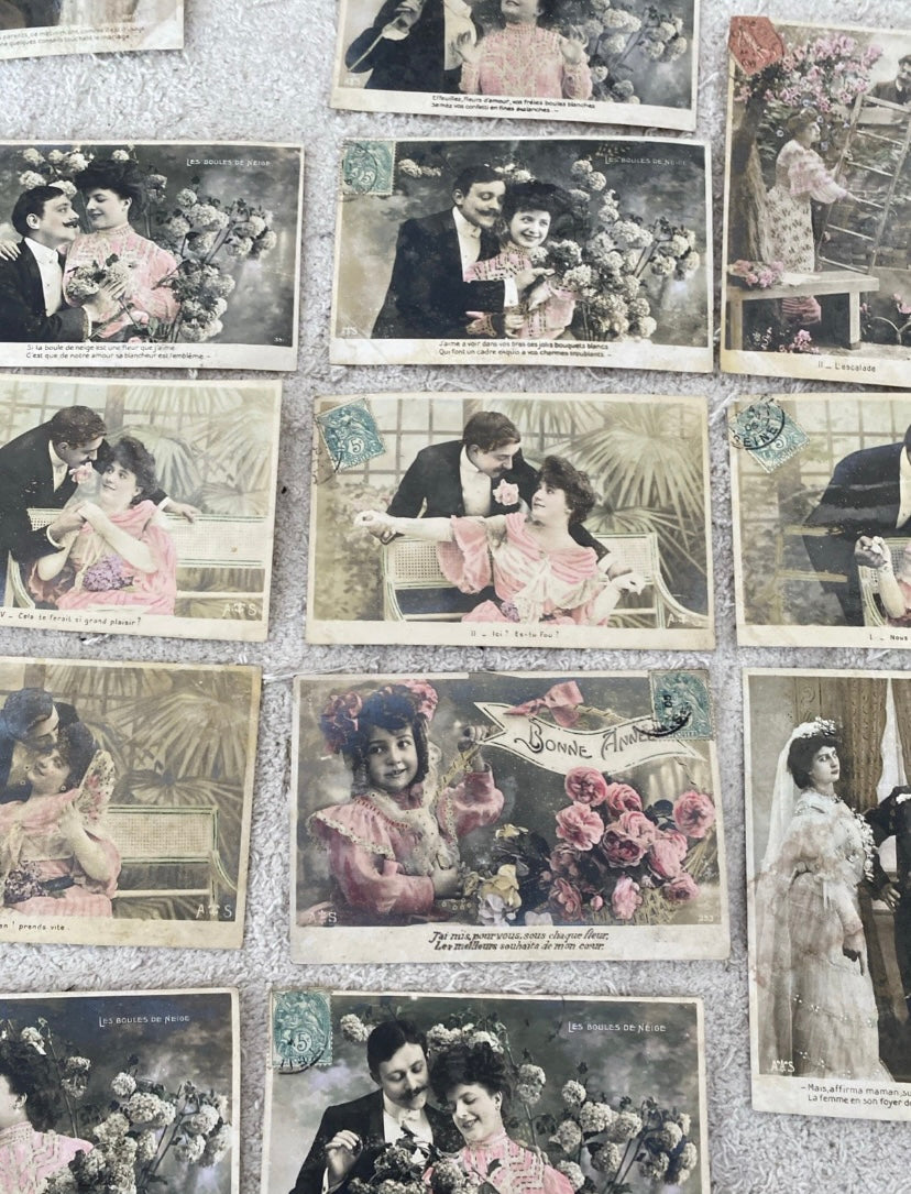 Cartes postales anciennes Fantasy couples Lot de 20 édition A. S