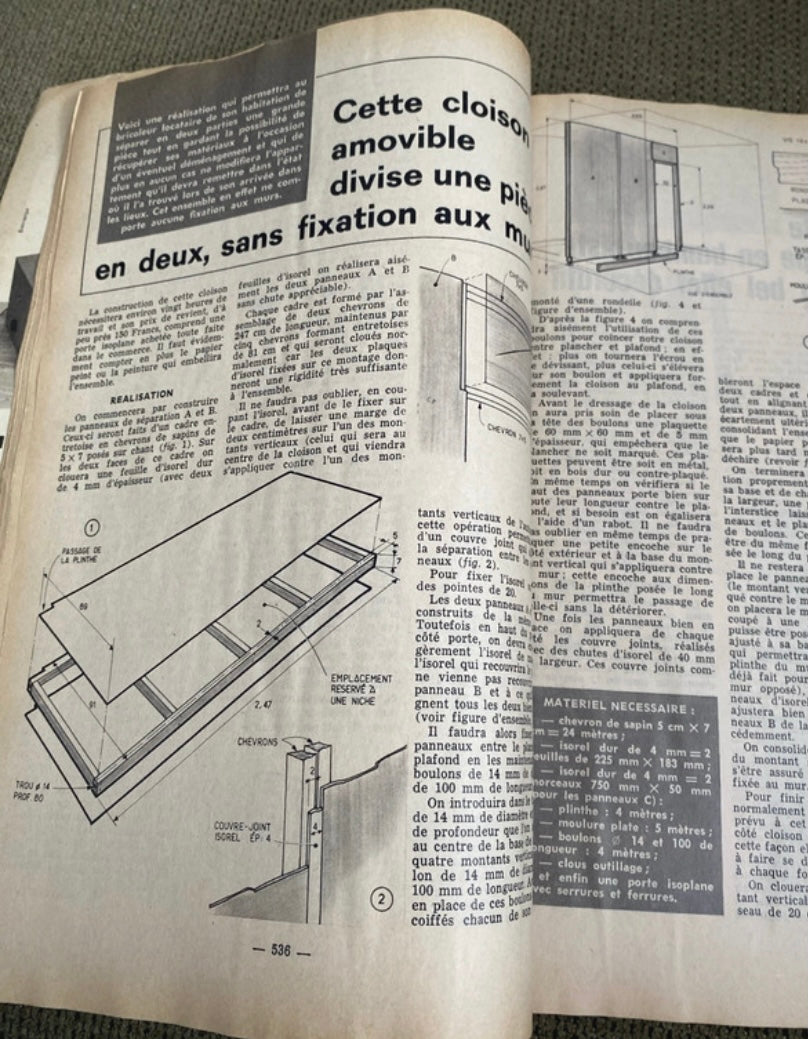 Magazine Système D. Diviser une pièce en deux 1966