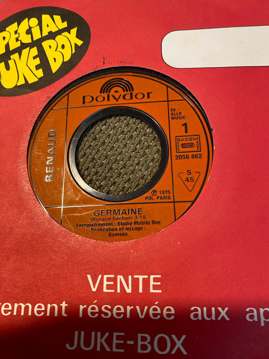 Disque vinyle 45 tours Renaud. Germaine 1975