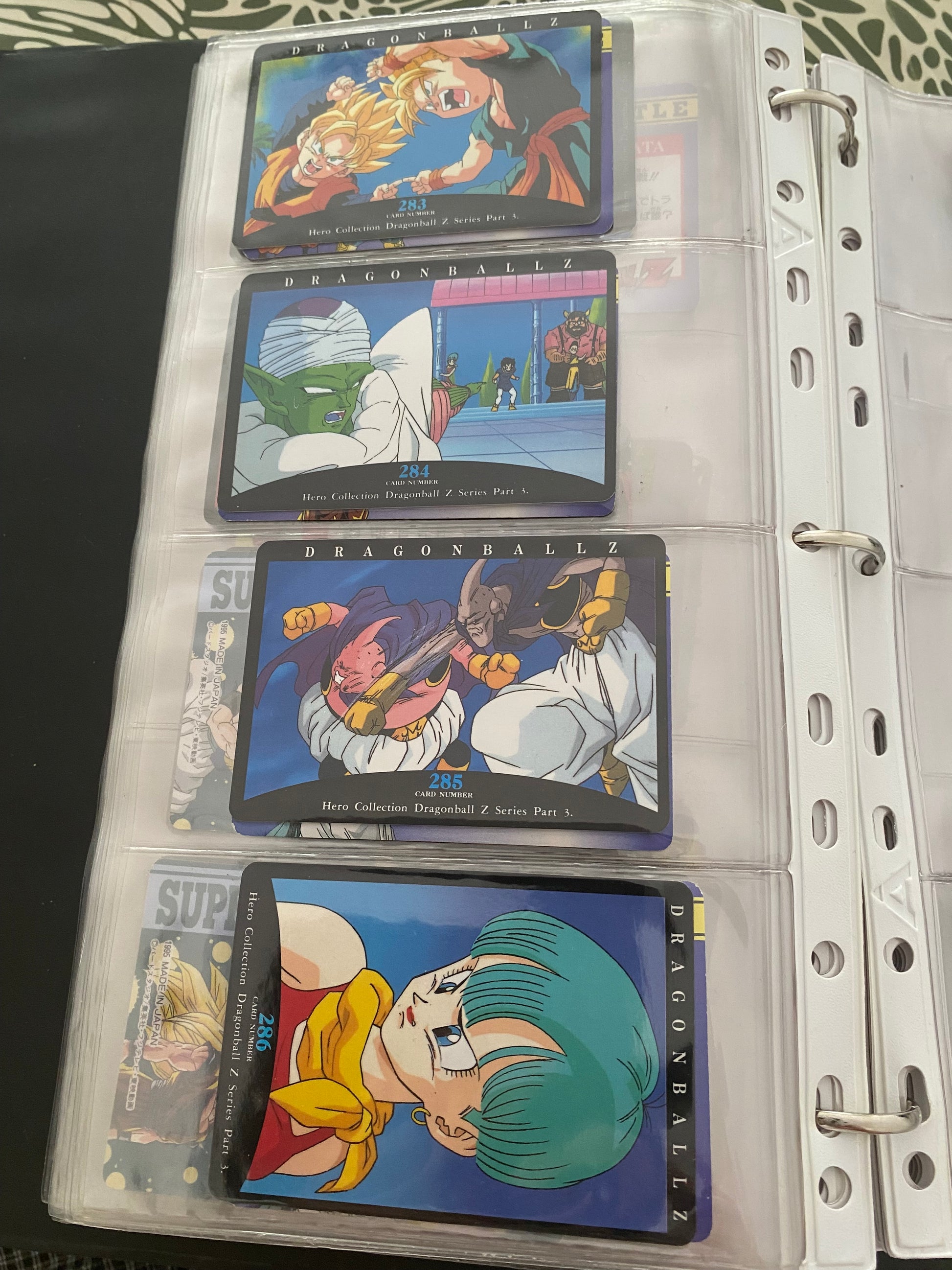Dragon Ball Z part 3. Cartes de collection numéro 283.284.285.286 Lot de 4.