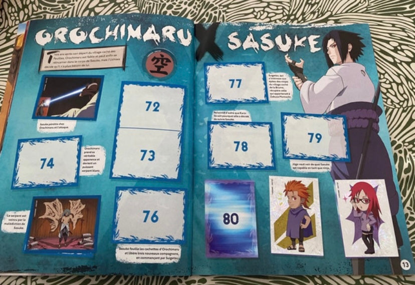 Album images Panini Naruto Shippuden. Une soixantaine d’images collées