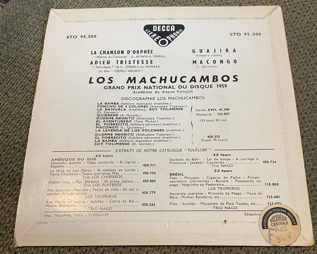 Disque vinyle 45 tours Los Machucambos.
