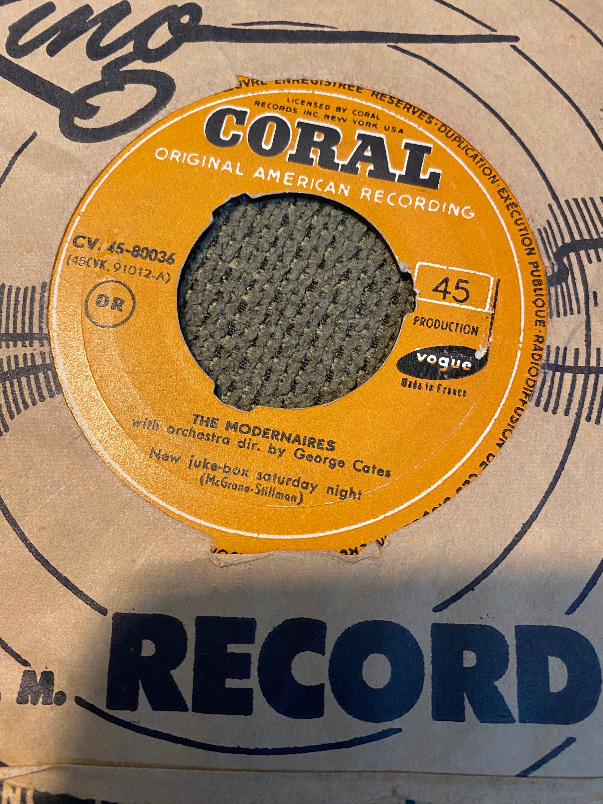 Disque vinyle 45 Tours The Modernaires With Orchestra dir By Georges Cates
