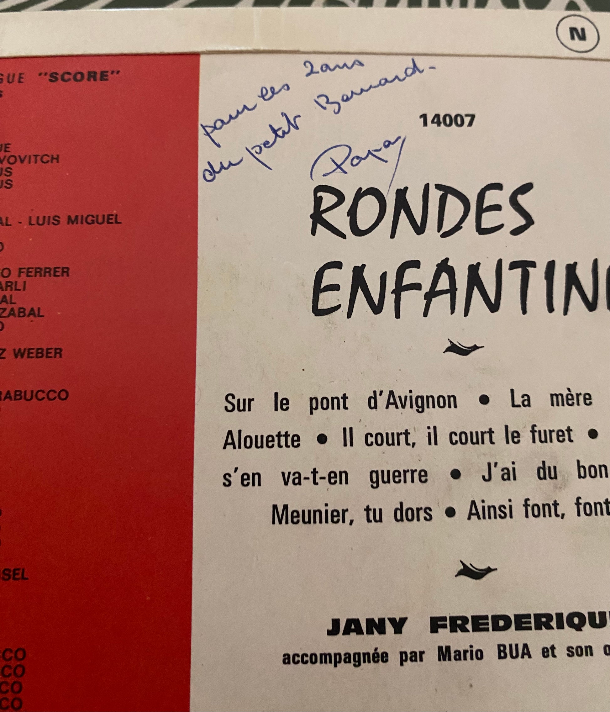 Disque vinyle 45 Tours Rondes enfantines par Jany Frederique