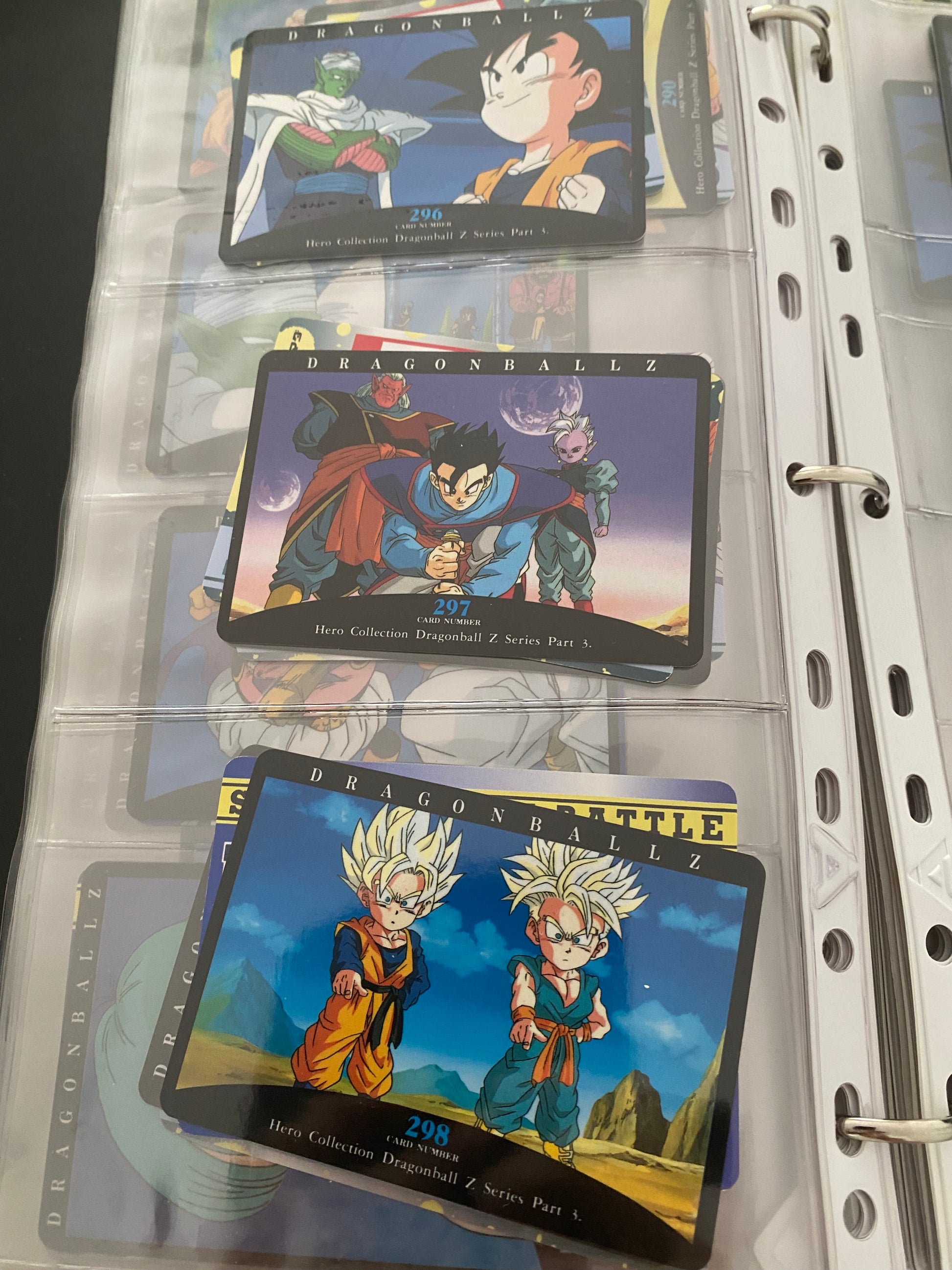 Dragon Ball Z part 3. Cartes de collection numéro 296.297.298 Lot de 3