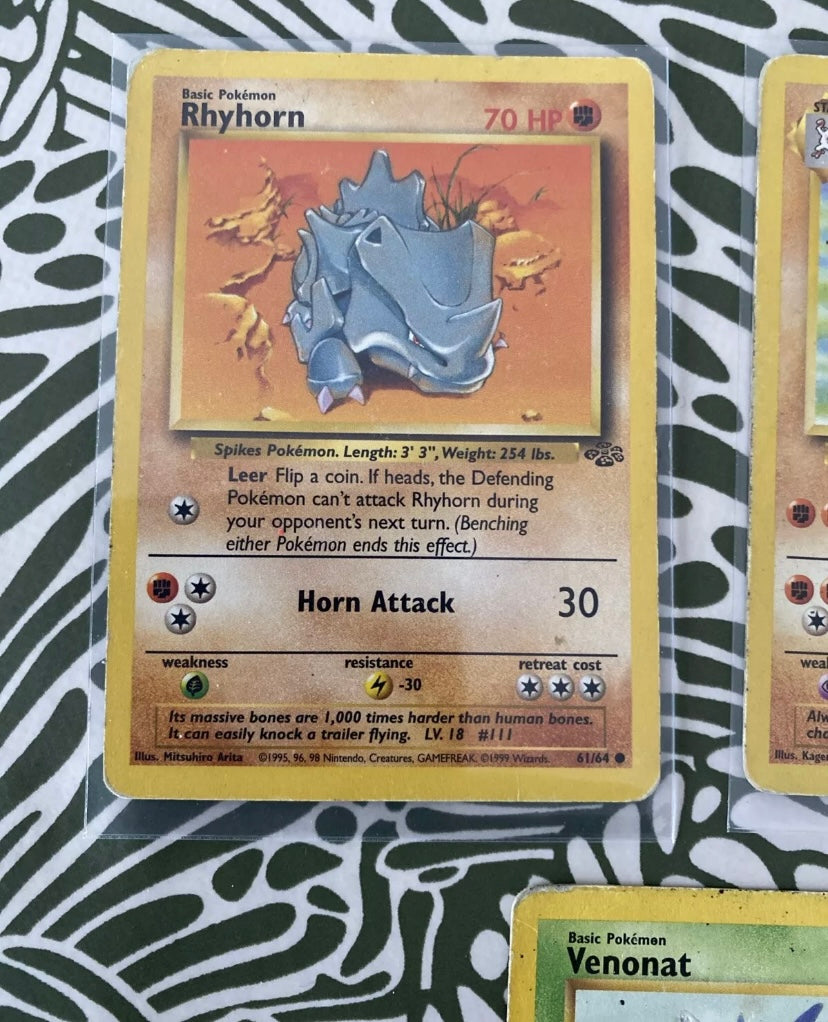 Cartes de collection Pokémon Nintendo 1ere génération en anglais HP. Lot de 3