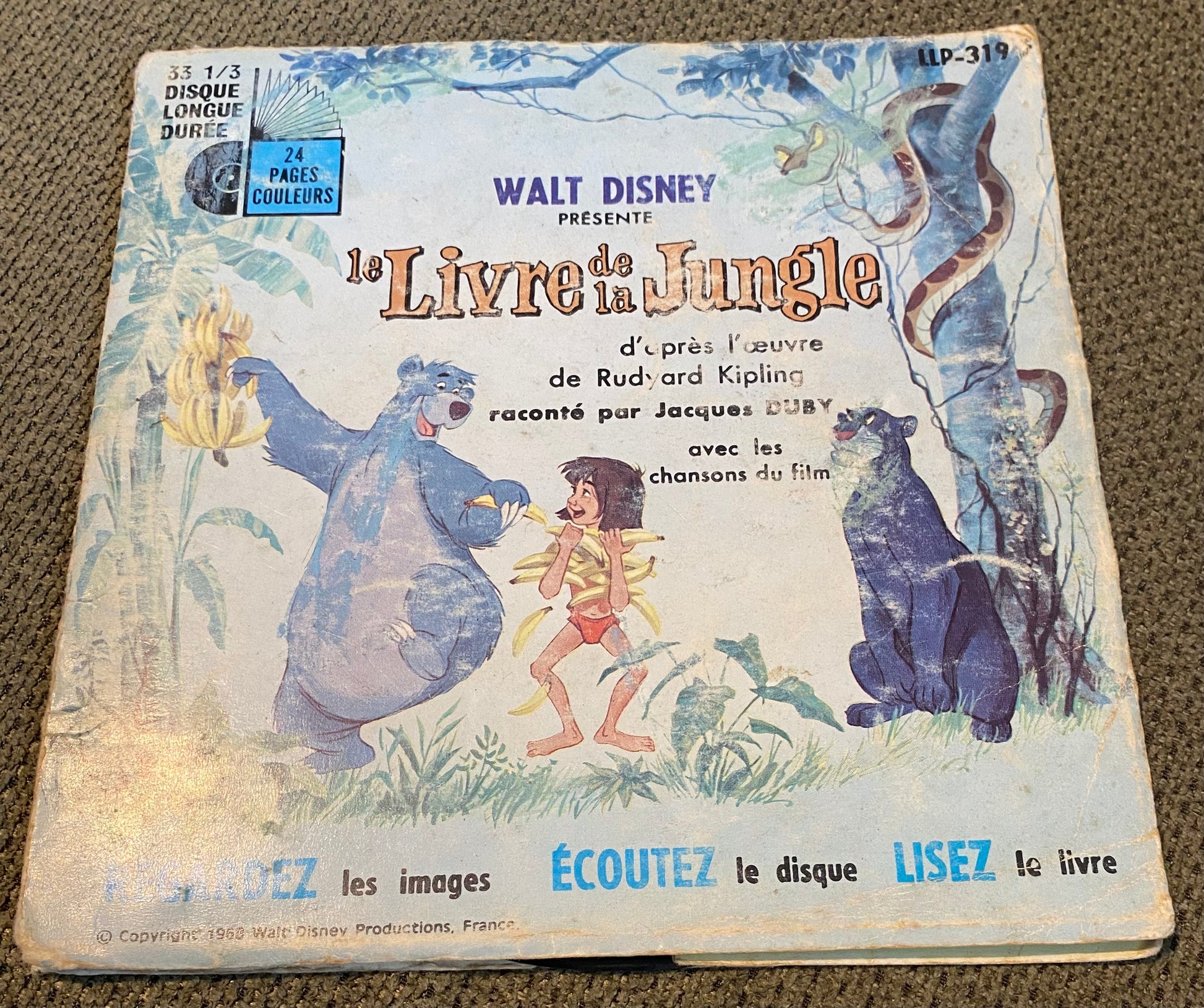 Le livre de la jungle livre disque vinyle d’après l’œuvre de Rodyard kipling