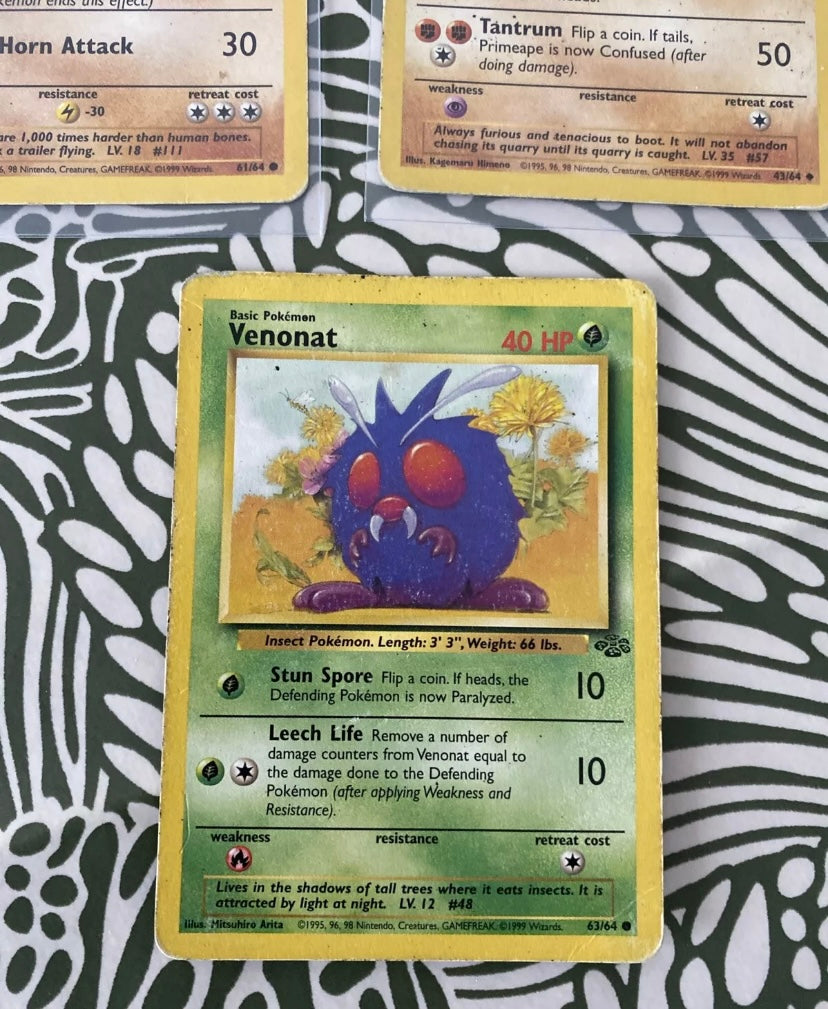 Cartes de collection Pokémon Nintendo 1ere génération en anglais HP. Lot de 3