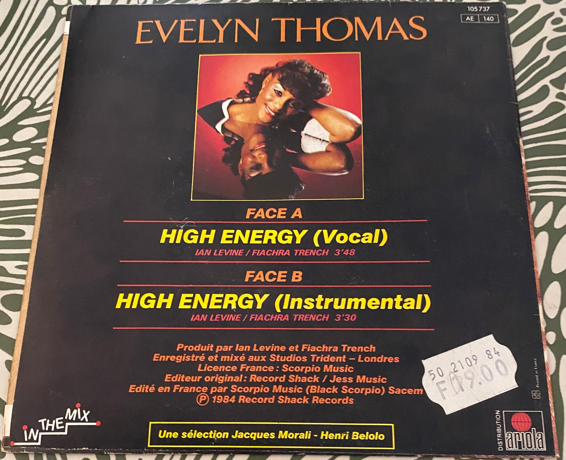 Disque vinyle 45 tours Evelyn Thomas. High Energy