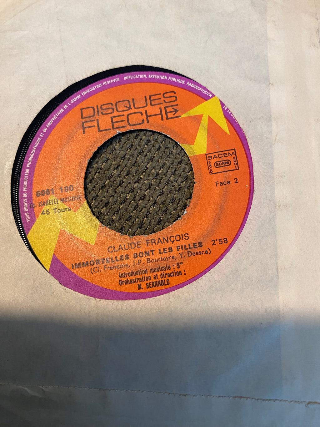 Disque vinyle 45 Tours Claude François. Sha la la