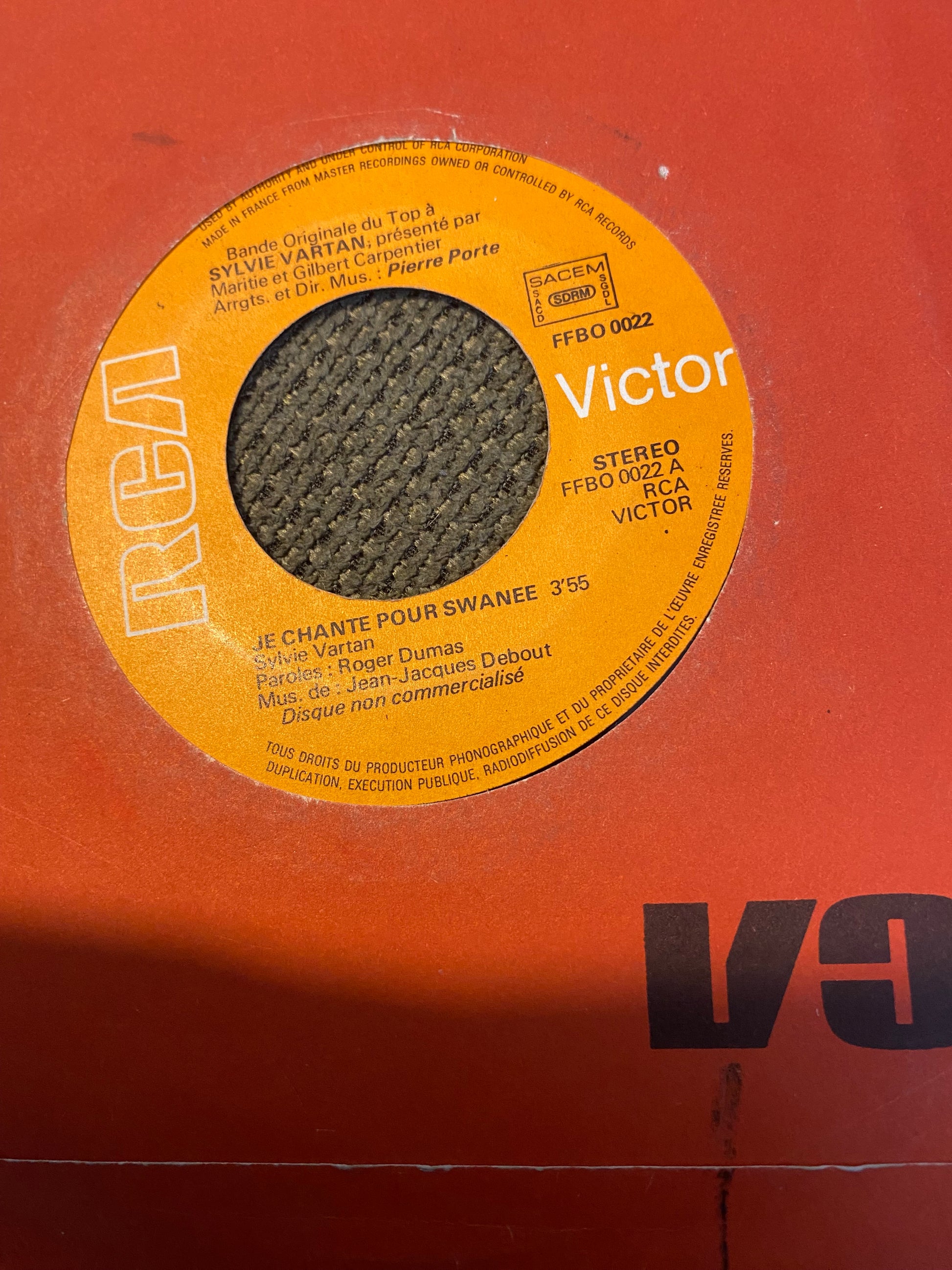 Disque vinyle 45 tours Sylvie Vartan. Je chante pour Swanee