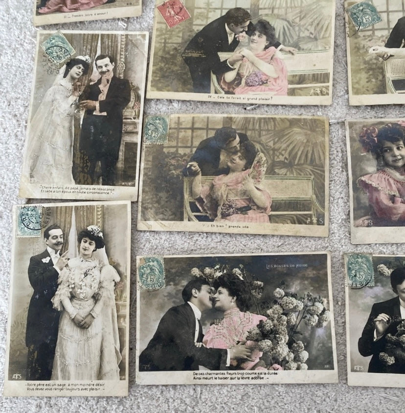 Cartes postales anciennes Fantasy couples Lot de 20 édition A. S